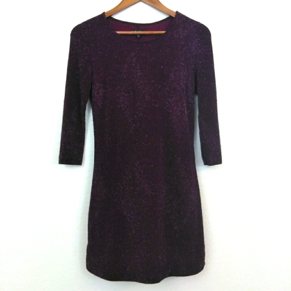 Trixxi Metalic Thread Sparkle Wine Maroon Purple Red Stretch Bodycon Party Dress
